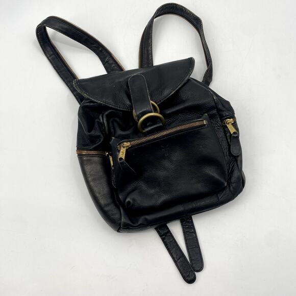 Frye black leather distressed backpack main image 5